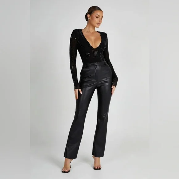 NWT Meshki Kennan Square Diamanté Bodysuit size Medium - Picture 1 of 11